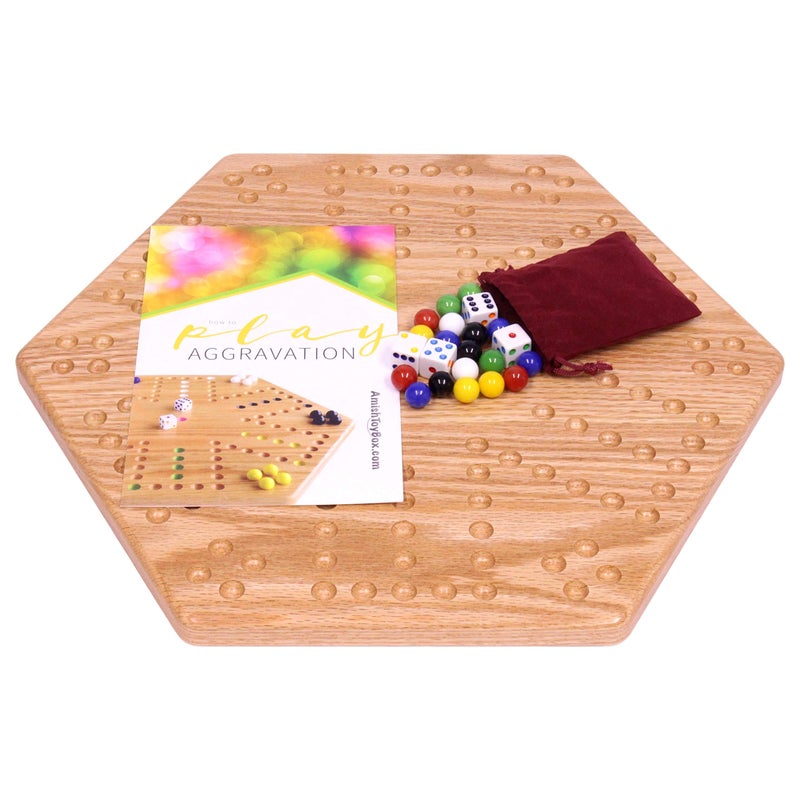 AmishToyBox.com Wooden Wahoo Marbles Game Board Set, Unpainted Holes, 16" Wide - Image 5
